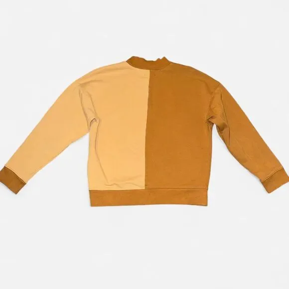 Madewell Mustard and Tan Colorblock Mock Neck Sweatshirt (SIZE SMALL) - Picture 5 of 6